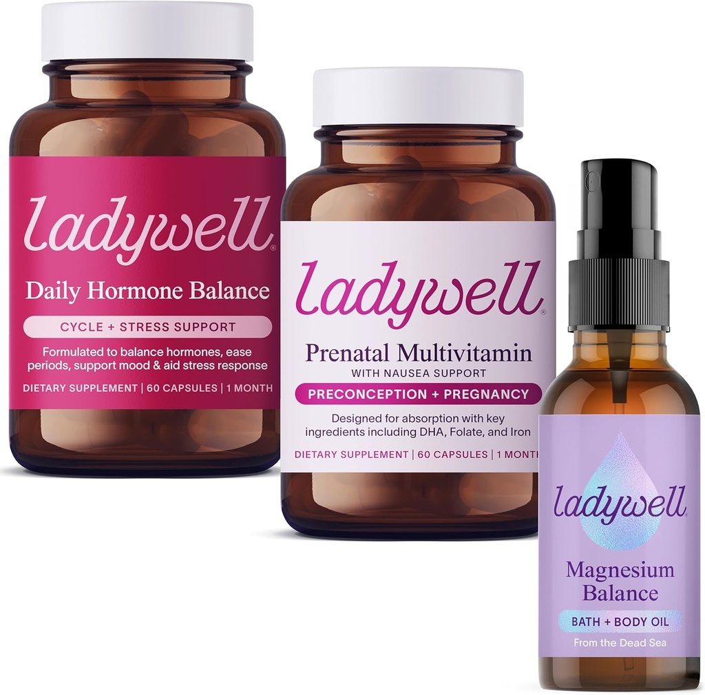 Ladywell Daily Hormone + Prenatal Multivitamin + Topical Magnesium Oil Spray