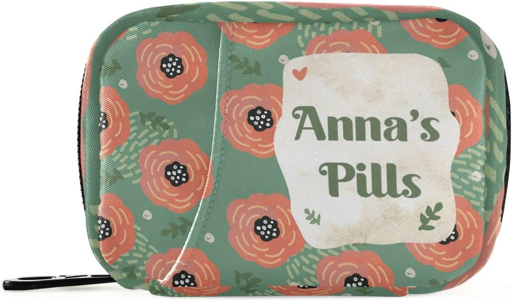 Custom Pill Box 7 Day Pill Τσάντα θήκη Vintage Poppies Floral Εξατομικευμένη τσάντα Ταξιδιού Pill Organizer με Zipper Φορητή εβδομαδιαία περίπτωση Συμπαγές μέγεθος για τον κάτοχο συμπλήρωμα βιταμίνης