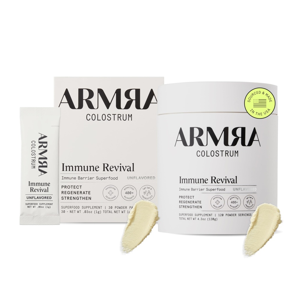 ARMRA ColostrumTM Premium Toz, Grass Fed, Gut Health Bloating Immunity Skin & Hair, Contains 400+ Bioactive Nutrients, Keto, Gluten & Fat Free (Unflavored Sche | 150 Hizmet)
