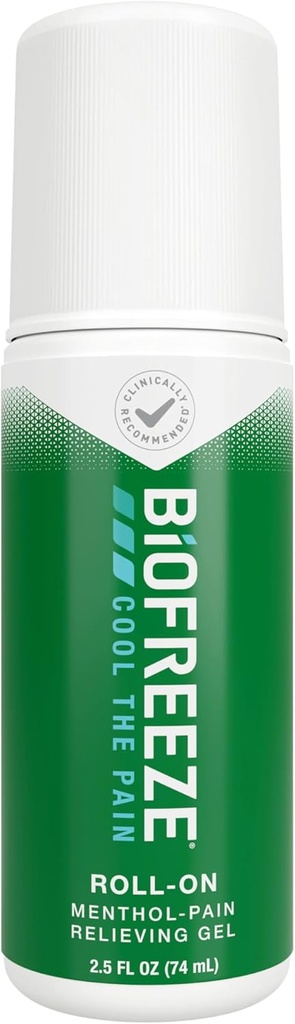 Biofreeze Roll On Pain Relief, Diz & Lower Back Relief, Arthritis Pain Reliever, Sore Muscle Relief,Boy Pain Relief, Soğutma Ortak Ağrı, FSA Eable, Menthol Gel 2.5 Fl Oz