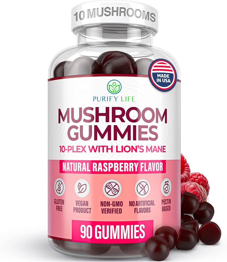 World's First Mushroom Kompleksi Gummies - 10x Mushroom Supplement w Lions Mane (90 Chews 2500 mg/serving) Nootropic Brain Supplement, Immune Support & Stres Yardımı - Pills & Capsules, 7Keto