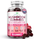 World's First Mushroom Kompleksi Gummies - 10x Mushroom Supplement w Lions Mane (90 Chews 2500 mg/serving) Nootropic Brain Supplement, Immune Support & Stres Yardımı - Pills & Capsules, 7Keto