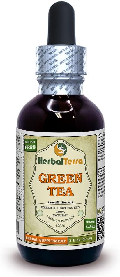 Herbal Terra LLC Green Tea (Camellia Sinensis) Tincture, Organik Kuru 2 oz
