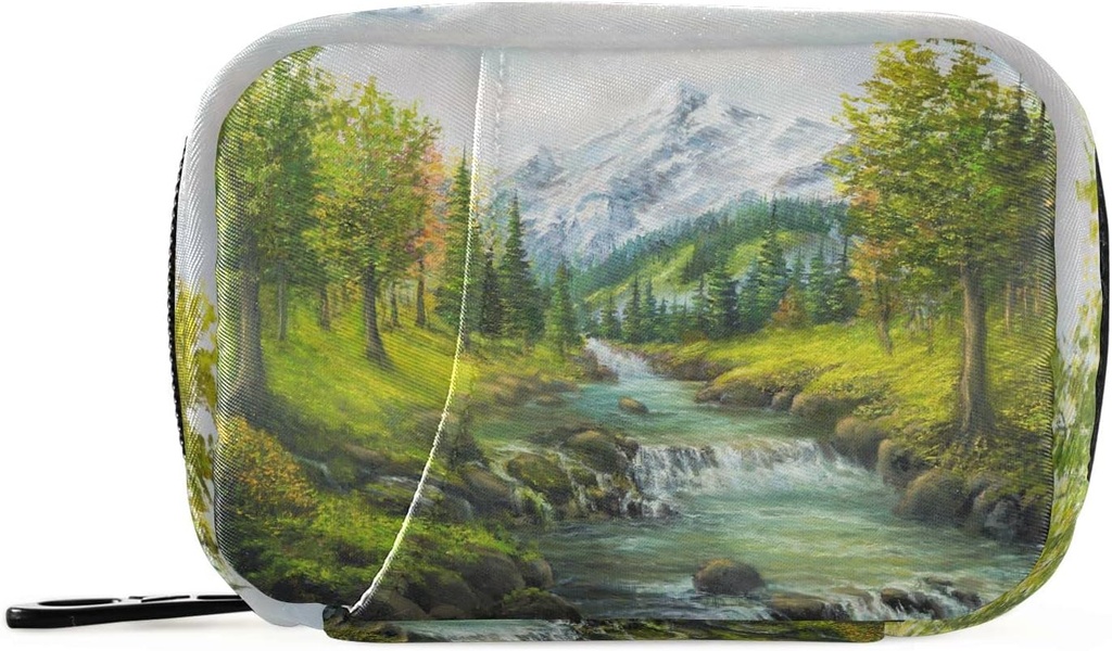 Petrol Resim Bahar Orman Pill Box 7 Günlük Pill Vaka Bag Seyahat Pill Organizecı Bag ile Rolls Portatif Haftalık Vitamin Tamamlayıcısı için Compact Boyut