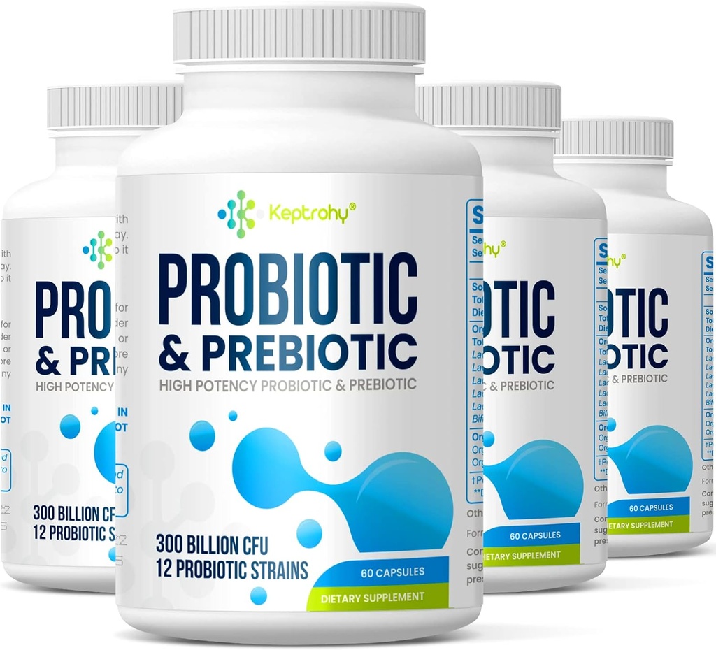 Kadınlar ve Erkekler için probiyotikler, 12 Strains Probiyotik, Organik Prebiyotikler, Gut Immune & Digestive Health, Raf Stable, 240 Capsules