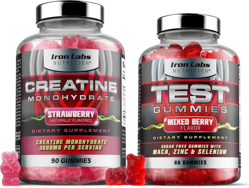 Μύες Gummy Bundle - Creatine Monohydrate Gummies & Testro Gummies για άνδρες - Advanced Bundle