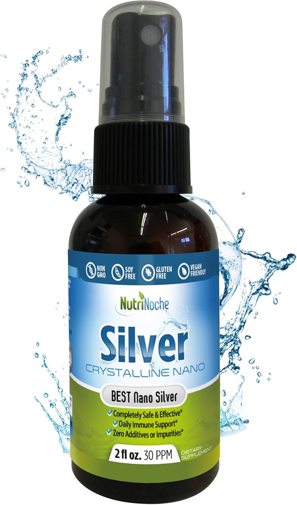 Nutrinoche Ultra Pure Colloidal Silver Mix - Mükemmel Daily Immune Support - Organik% 99.99 Nano Parçacıklar - Ultra Pure Silver Hydrosol - 2 Ounces - 30 ppm