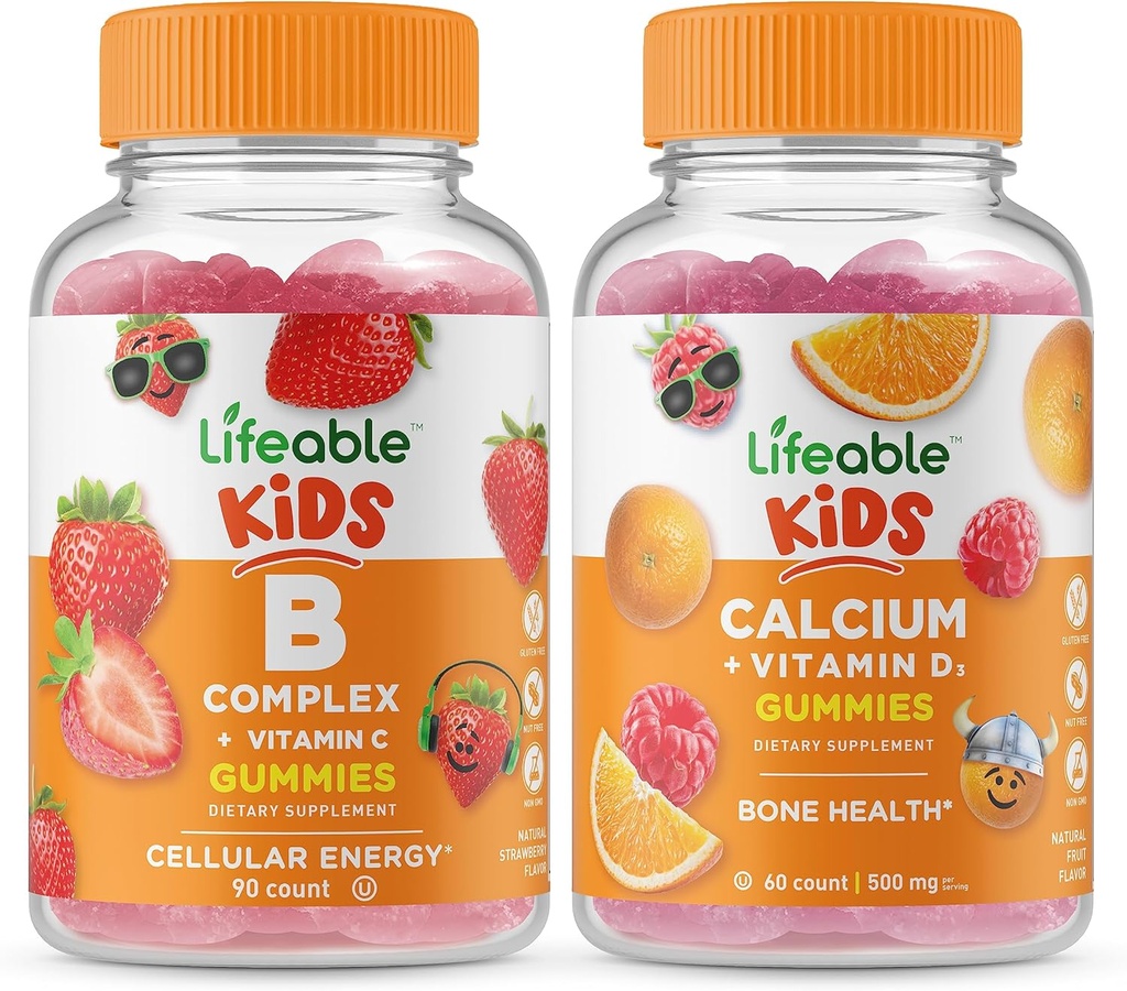 Lifeable B Kompleksi Çocuklar + Vitamin D Çocuklar, Gummies Sche - Great Tasting, Vitamin Supplement, Gluten Free, GMO Free, Chewable Gummy