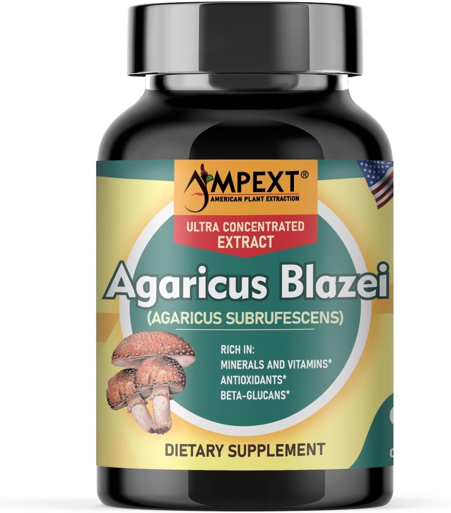 Agaricus Blazei Mushroom Extract - Immune Boost, Dengeli Seviyeler, Adaptojenik Özellikler - 90 Capsules