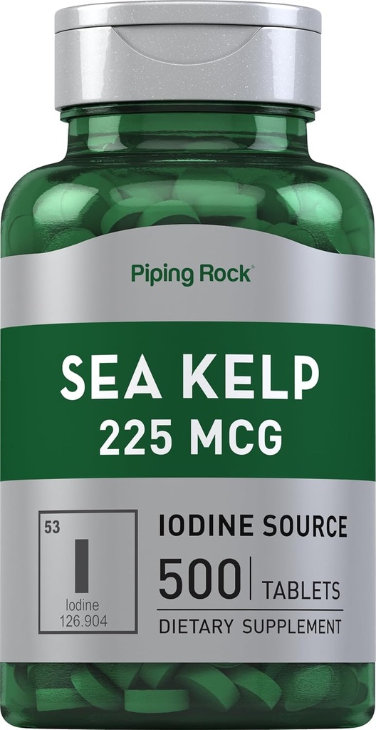 Piping Rock Sea Kelp Supplements | 225mcg | 500 Tablets | Non-GMO, Gluten Free