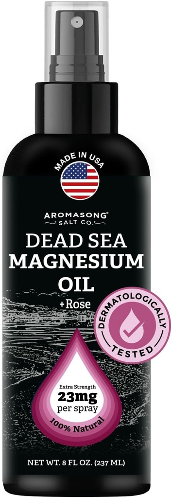 Aromasong Magnezyum Solar - Her Spritz'te Ekstra Kuvvet 23 mg) 8 Oz - Doğal ve Saf Magnezyum Yağı Kombine - ABD'de Yapılacak - Leg Discomfort ve Calm Sleep için
