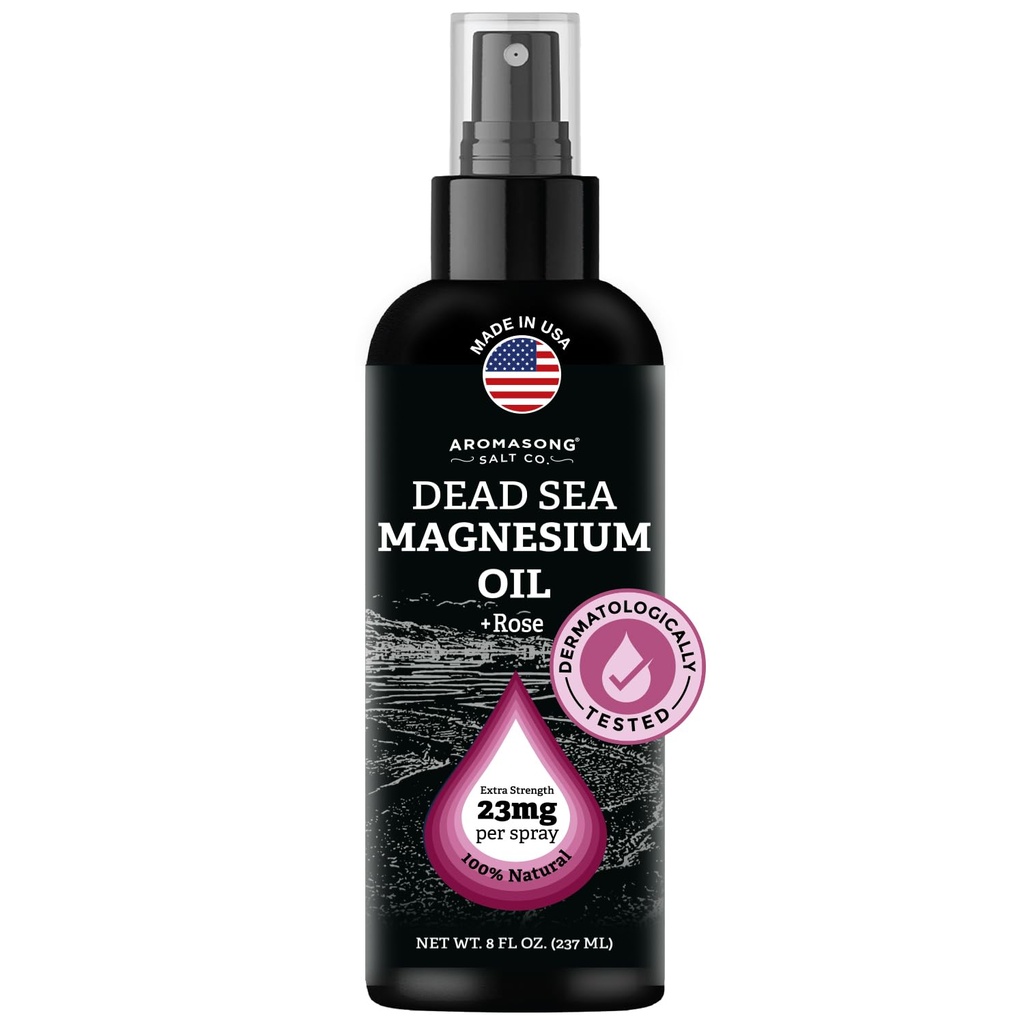 Aromasong Magnezyum Solar - Her Spritz'te Ekstra Kuvvet 23 mg) 8 Oz - Doğal ve Saf Magnezyum Yağı Kombine - ABD'de Yapılacak - Leg Discomfort ve Calm Sleep için