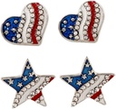 PRETYZOOM Patriotic Earrings American Flag Eardrop for Women Jewel Eardrop Moda Hafifletilebilir Parti Accessory