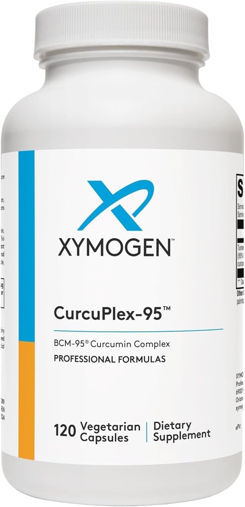 XYMOGEN CurcuPlex-95 - Turmeric Curcumin Supplements with Advancedd Bioavailability - Daily Brain Support Supplement (120 Vegan Turmeric Capsules)
