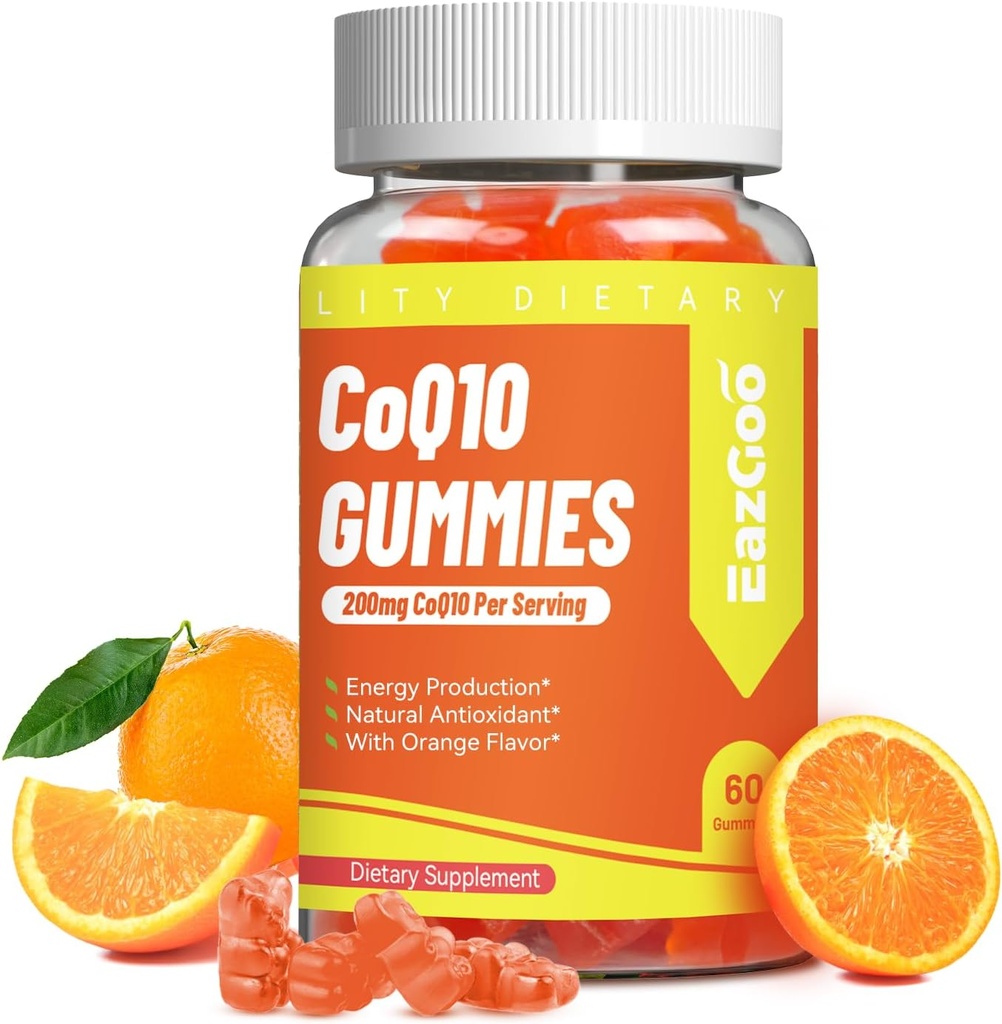 CoQ10 Gummies 200mg, Vegan συμπλήρωμα για την παραγωγή ενέργειας, μη ΓΤΟ, Χωρίς γλουτένη (60 Gummies)