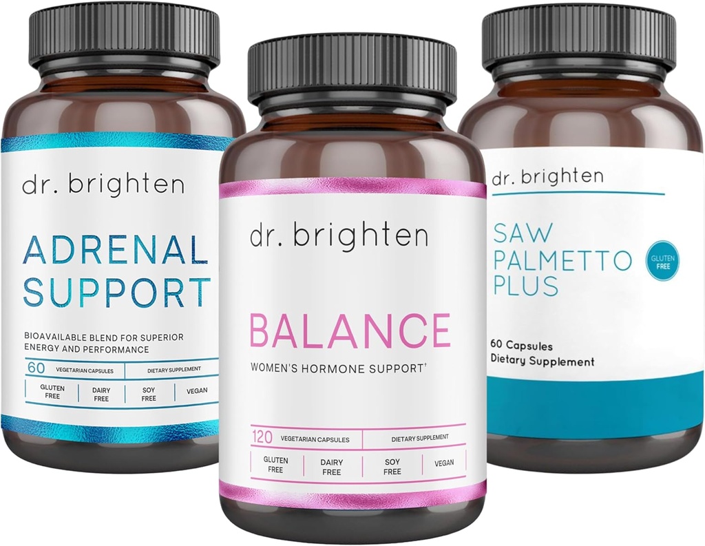 Dr. Brighten PSOS Basic Kit - Γυναικεία ορμονική ισορροπία, Adrenal Support, και Saw Palmetto Plus