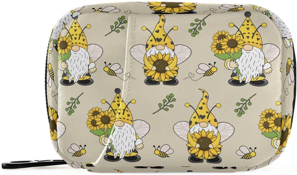 Gnome Bees Pill Box 7 Günlük Pill Case Travel Pill Organizer Bag ile Rolls Portatif Haftalık Vitamin Tıp Tamamlayıcı Pouch Bag