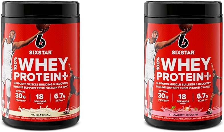 Six Star Elite Serisi 100% Whey Protein Plus Vanilla Cream 1.8lbs US & Elite Series 100% Whey protein Plus Strawberry Smoothie 1.8lbs ABD US & Elite Series 100% Whey Protein Plus Strawberry Smoothie 1.8lbs ABD US & Elite Series