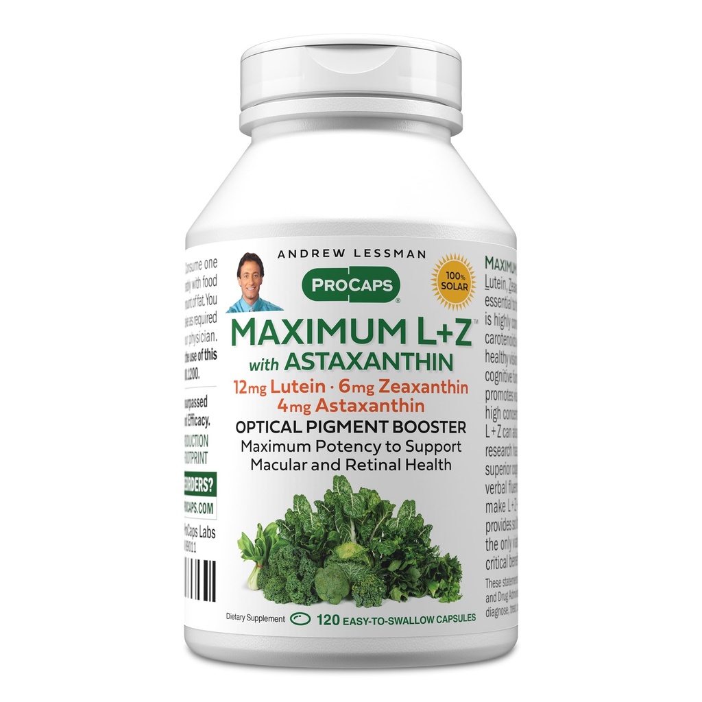 ANDREW LESSMAN, Astaxanthin 120 Softgels - 12 mg Lutein, 6 mg Zeaxanthin, 4 mg Astaxanthin. Göz ve Beyin Sağlığını Desteklemek ve Sağlıklı Vizyonu Geliştirmek için Anahtar Nutrients.