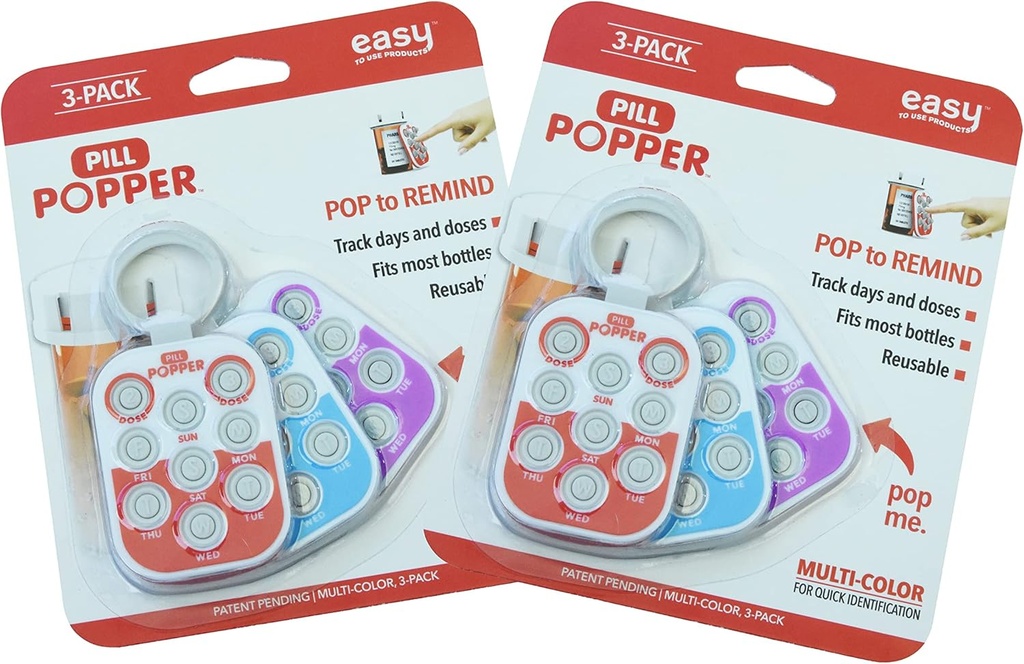 Pill Popper - Memory Aid Drug Dose Tracker (6 Pack)