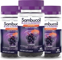 Sambucol Black Elderberry Gummies - Elderberry με ψευδάργυρο και βιταμίνη C για ενήλικες, Sambucus Elderberry Gummies, ανοσοποιητική υποστήριξη Gummies - 30 κόμης, 3 πακέτο