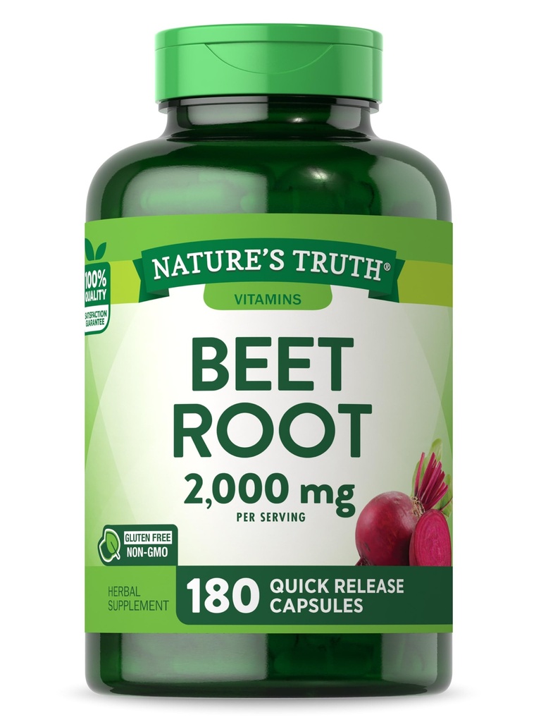 Nature's Truth Beet Root Capsules | 2,000 mg | 180 Count | Non-GMO ve Gluten Free Supplement