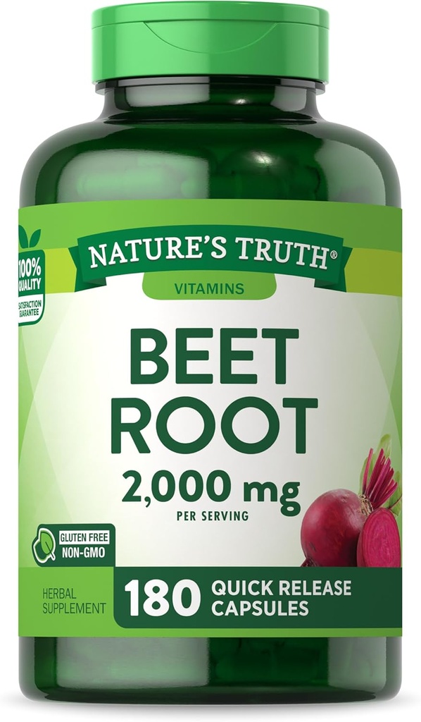 Nature's Truth Beet Root Capsules | 2,000 mg | 180 Count | Non-GMO ve Gluten Free Supplement
