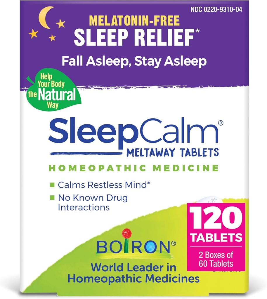 Boiron SleepCalm Sleep Aid for Deep, Relaxing, Restful Nighttime Sleep - Melatonin-Free and Non Habit-Forming - 60 Count (Pack of 2)