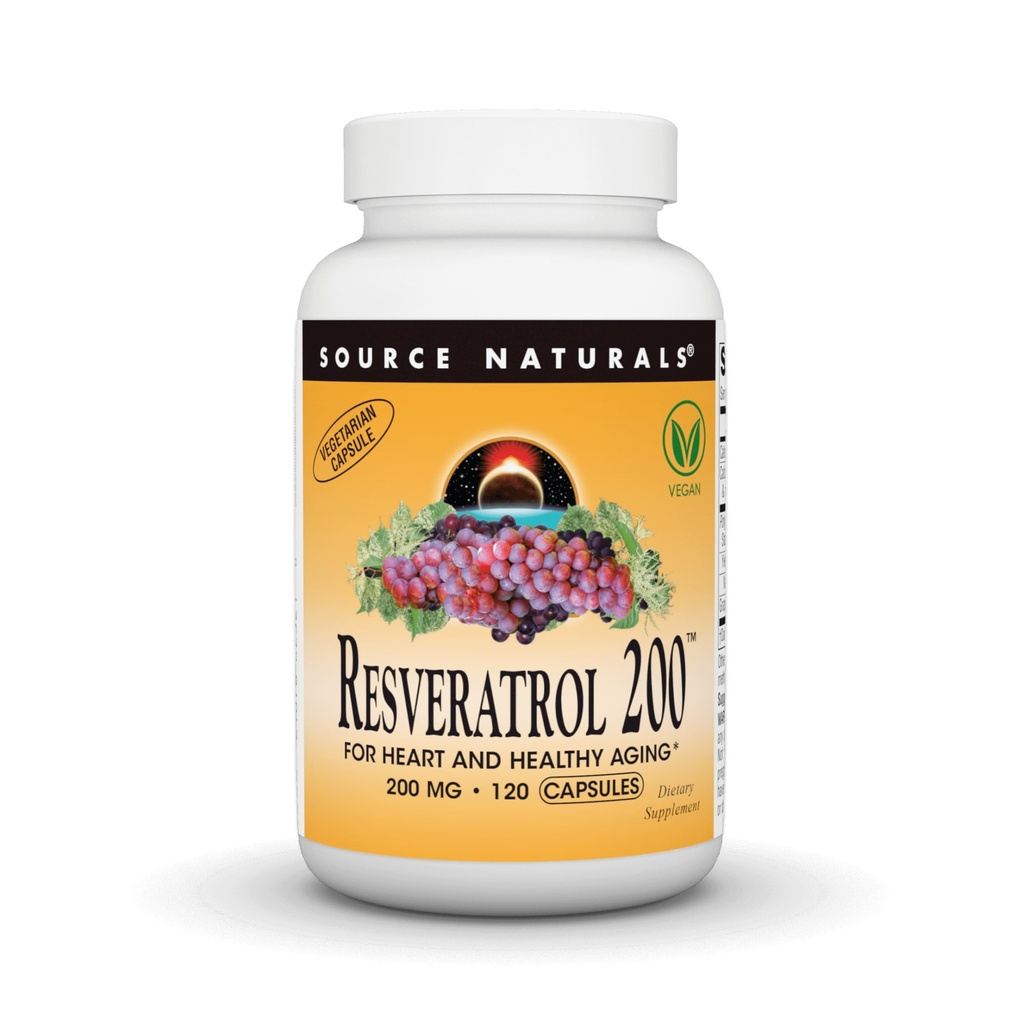 Source Naturals Resveratrol Kalp ve Sağlıklı Ağlama için 200 mg - 120 Vejetaryen Capsules