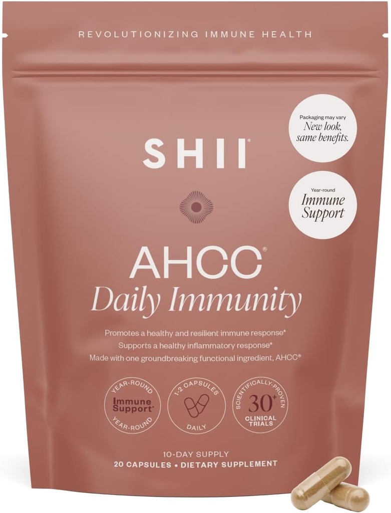 SHII AHCC Daily Immunity, 10Days Supply – Vegan, Gluten Free Immune Support Supplement with AHCC, Immune System Support from Fonksiyonel Shiitake Mushrooms, Supports Immune & Cell Responseular Health