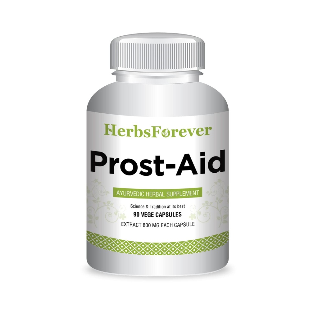 HerbsForever Prostaid Ayurvedic Herbal Supplement for Men's Wellness | 90 Veggie Capsules, 800 mg Her, Genel Sağlık ve Yaşam için Doğal Destek