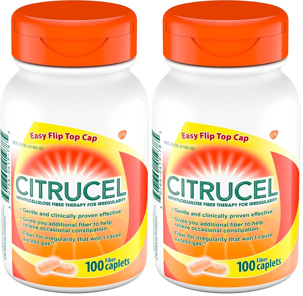 CITRUCEL Caplets Fiber Terapi for Occasional Constipation Relief, 100 Count (Pack of 2)