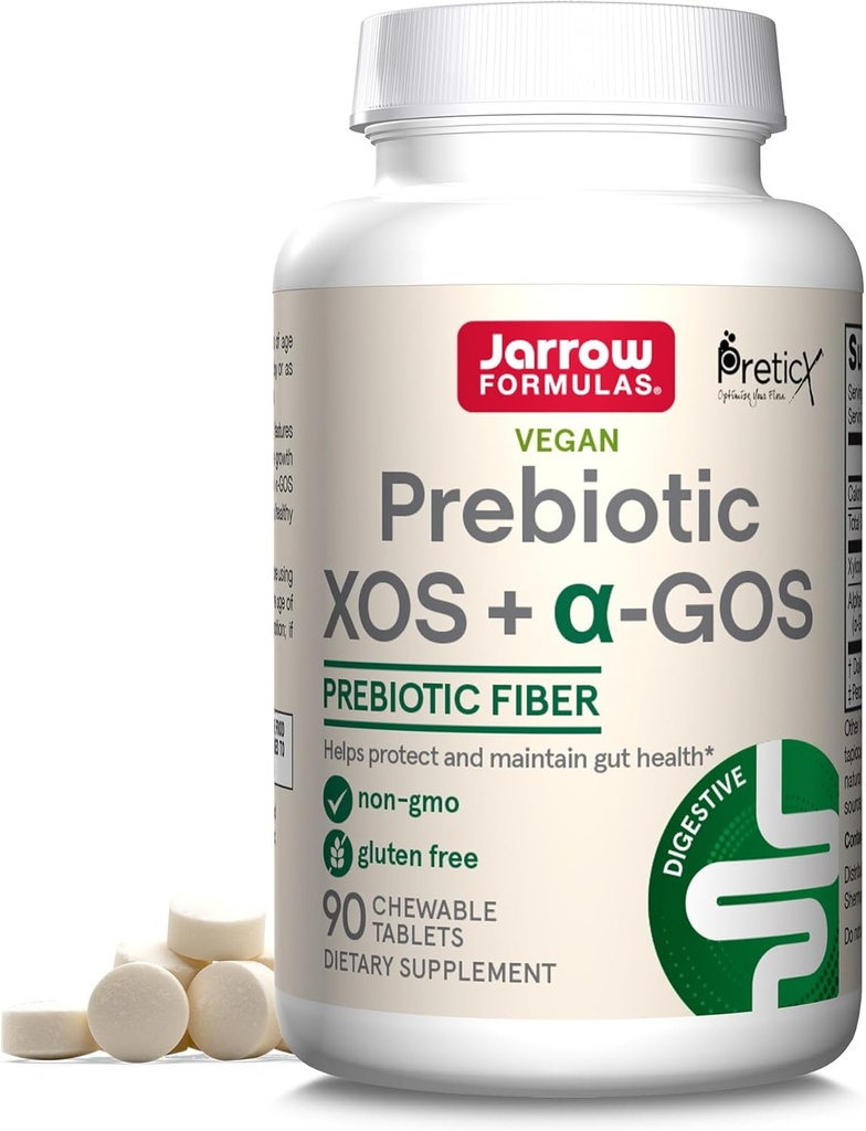 Jarrow Formulas Prebiyotik XOS + GOS Prebiyotik Fiber, Gut Desteği için Tamam, 90 Chewable Gut Health Tabletleri, 30 Gün Supply Supply