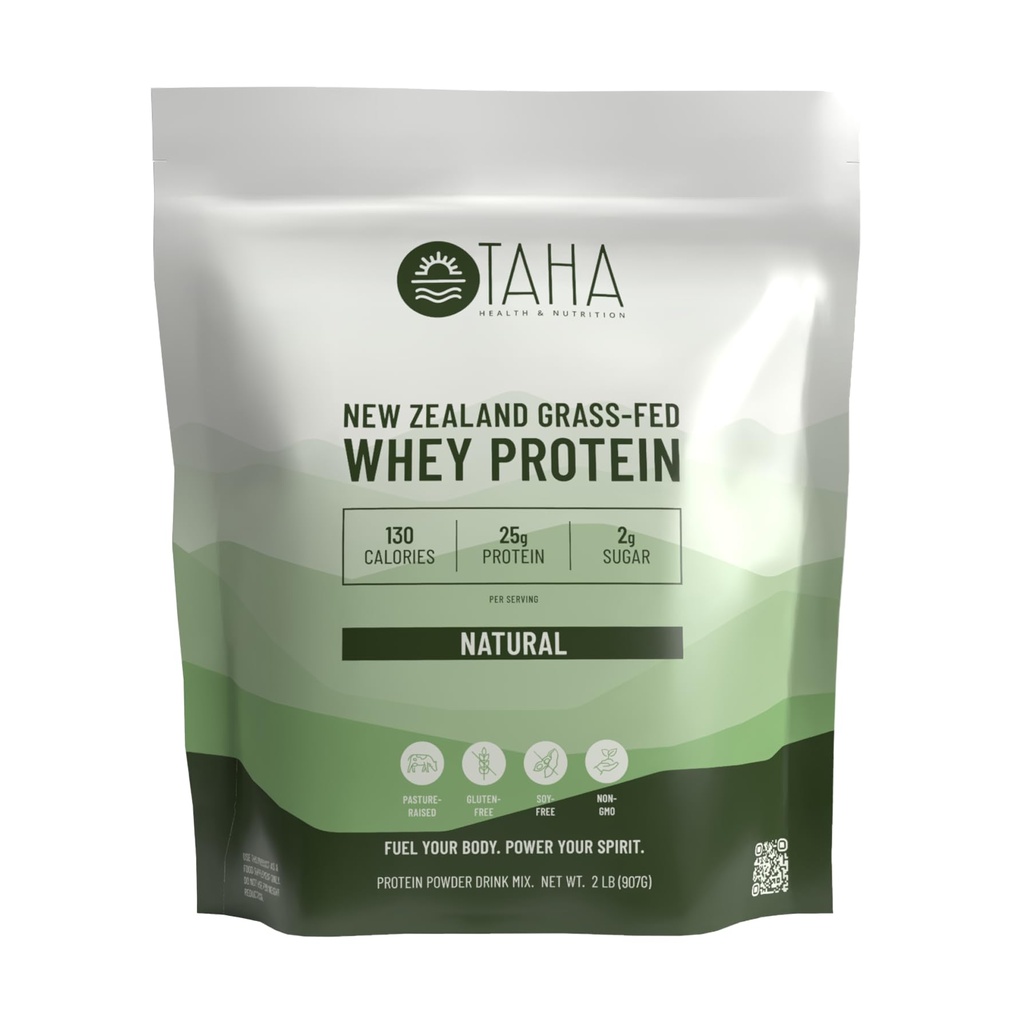 Taha Health & Beslenme Doğal Unflavored Whey Protein Yoğun Toz, 25g Protein, 140 Calories, 2g Sugar | Yeni Zelanda Grass-Fed, Free-Range Dairy | Gluten ve Soy Free, Keto, Kosher | 2LBBB