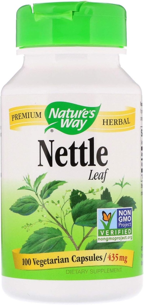Nature's Way Nettle Leaf 435 mg, TRU-ID sertifikalı, Non-GMO Project, Vegetarian, 100 Count, Pack of 2