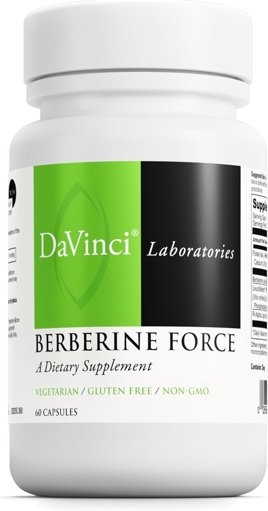 DAVINCI Labs Berberine Force - Υποστηρίζει το ανοσοποιητικό σύστημα & την καρδιακή υγεία με βερβερίνη, φολικό, R-Alpha Lipoic Acid & Grape Seed Extract - Aids GLP-1 Production* - Χορτοφαγικά, Χωρίς γλουτένη - 60 Count