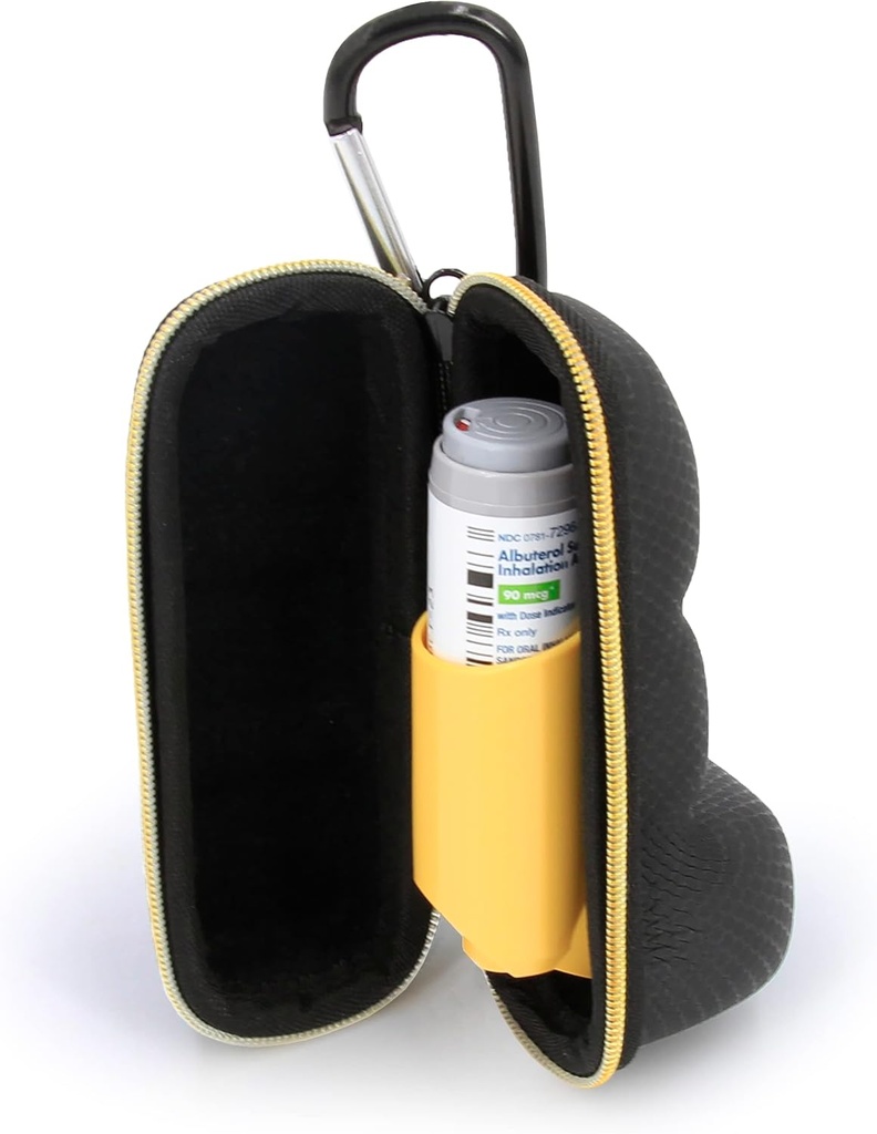 Υπόθεση Asthma Inhaler CASEMATIX με Lanyard και Clip στο Keychain Carabiner, κάτοχος Inhaler επεκτάθηκε για να ταιριάζει με πρότυπο διάσωσης και νέες συσκευές Albuterol Inhaler έως 4 Inches - Περιλαμβάνει μόνο περίπτωση άσθματος