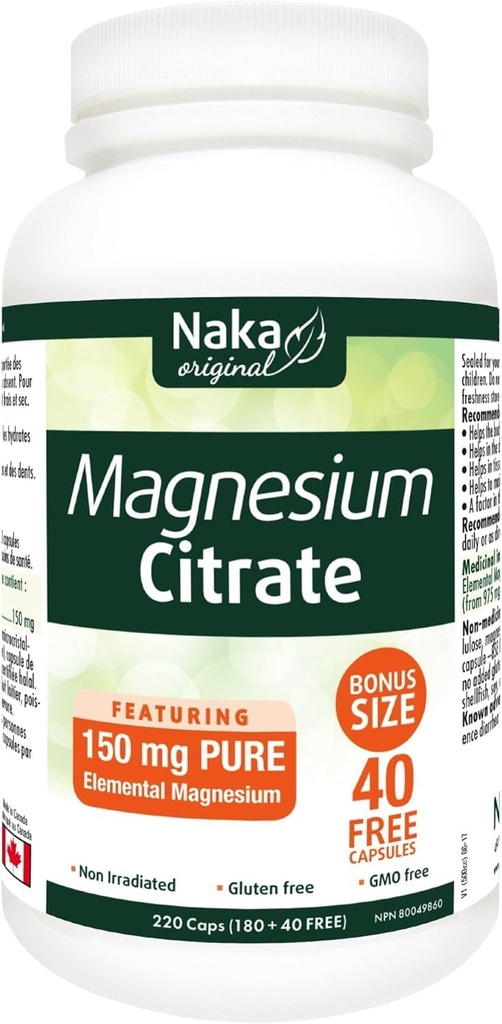 Naka Magnesium Citrate, 220 Capsules