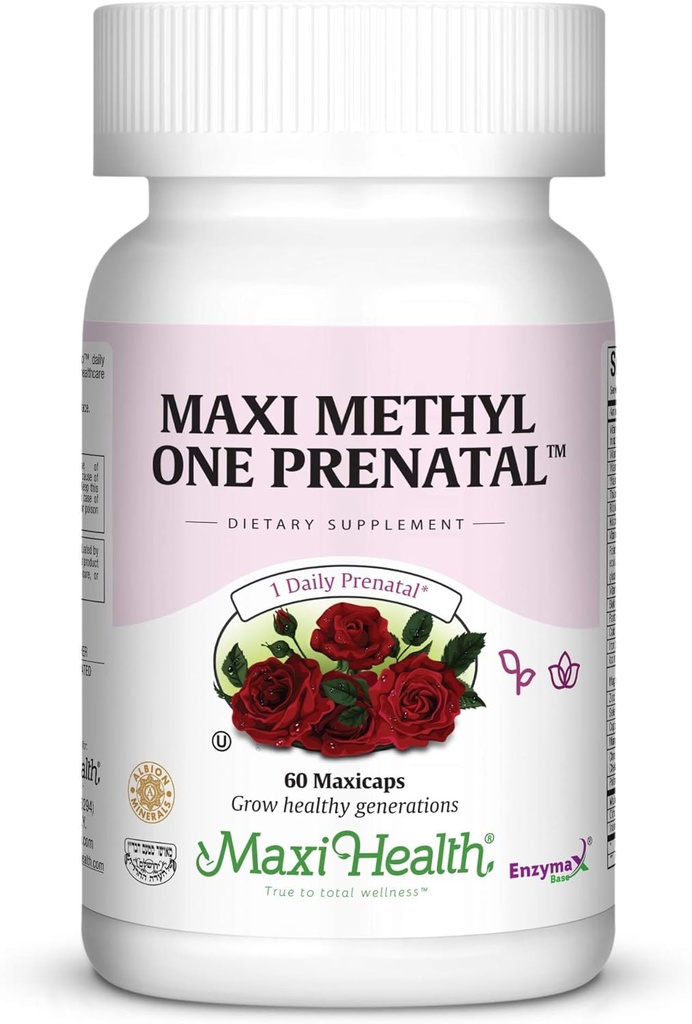 Maxi One Per Day Prenatal Formula with Metilated Folate and Iron, 60 Count