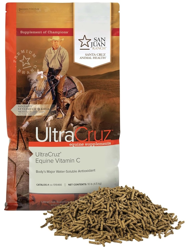 UltraCruz-5166000 Equine Vitamin C (Ascorbici) Atlar için Tamam, 10 lb, Ultrasonik (80 Day Supply)