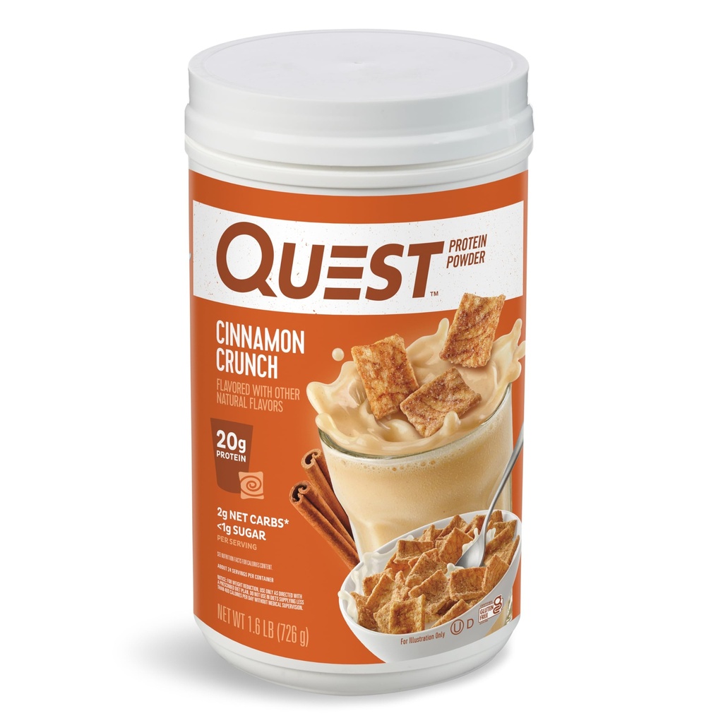 Quest Beslenme Cinnamon Crunch Protein Toz, 20g protein, 2g Net Carb, 1g Sugar, Low Carb, Gluten Free, 1.6 Pound, 24 Hizmetler