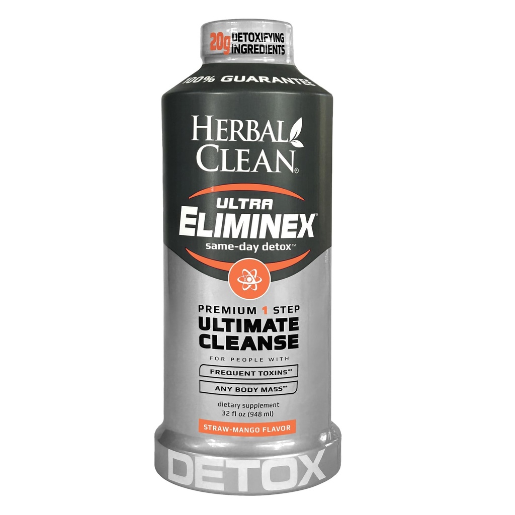 Βότανο Καθαριότητα Ίδια μέρα Ultra Eliminex Detox Καθαριότητα Ποτό * (32 fl oz) - Straw-Mango Full Body Cleanse Detox Drink with Milk Thistle Seed* for high Toxin*, Vitamin B12 for Men & Women