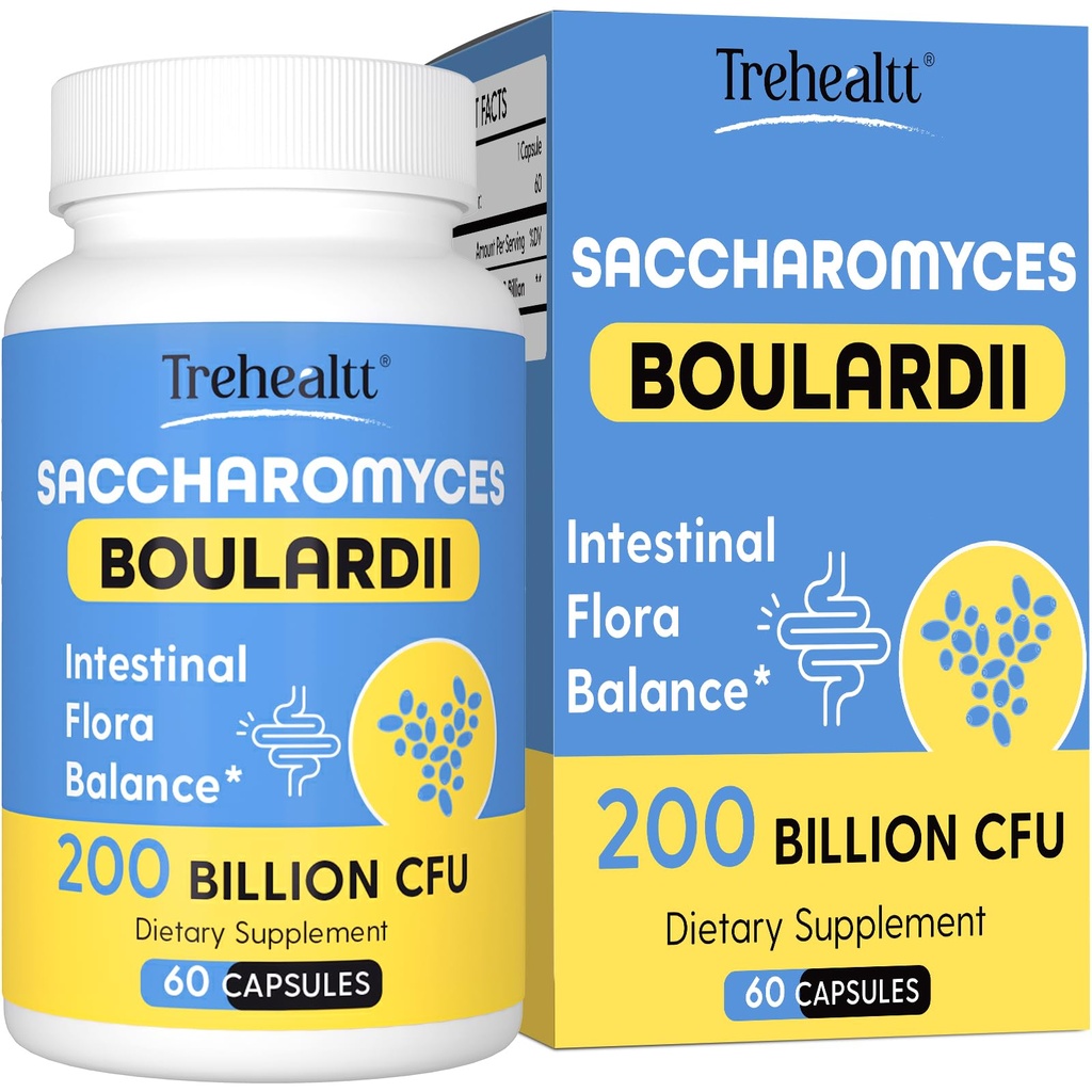 Saccharomyces Boulardii Probiyotiks 200 Milyar CFUs, Women & Men Yeast for Intestinal, Gut, Immune & Digestive Health, Acid Dayanıklı & Raf-Stable, 60 Days Supply