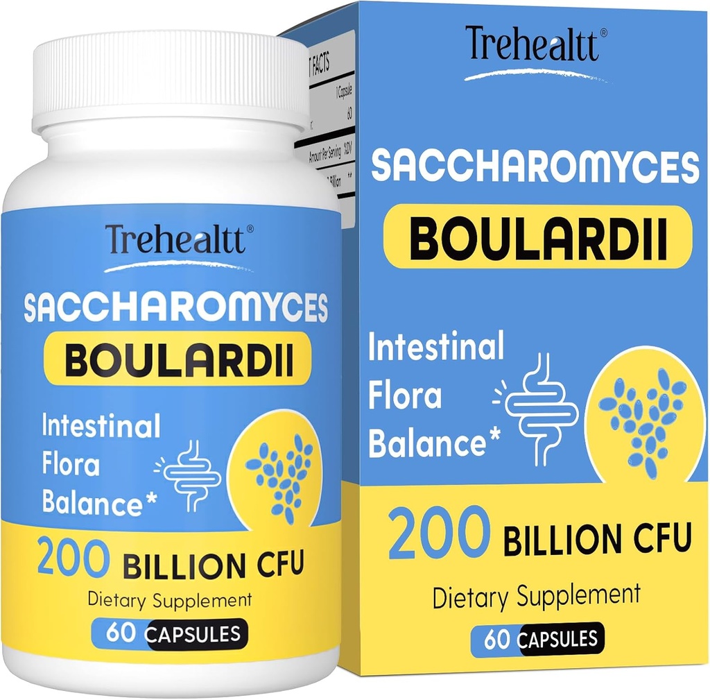 Saccharomyces Boulardii Probiyotiks 200 Milyar CFUs, Women & Men Yeast for Intestinal, Gut, Immune & Digestive Health, Acid Dayanıklı & Raf-Stable, 60 Days Supply