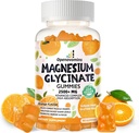 Magnesium Glycinate Gummies- Sugar Free Magnesium Potassium Supplement with Vitamin D, B6, CoQ10 for Calm Mood & Sleep Support - 90 Orange Gummies