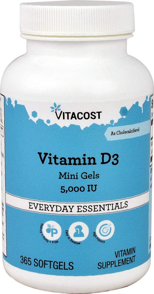 Vitacost Βιταμίνη D3 (ως Cholecalciferol) - 5000 Iu - 365 Softgel Mini Gels