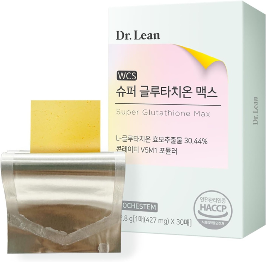 Dr. Lean Super Glutathione Max – 427 mg High-Potency Glutathione Strips with Niacin, Collagen & Hyaluronic Acid | Fast-Melt ODF, Antioksi, Skin & Liver Support, K-Beauty, Made in Korea (30 Strips)