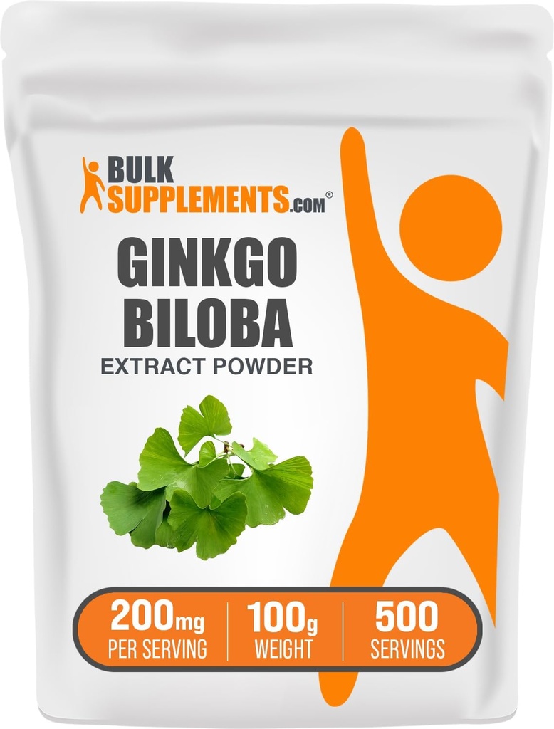 BulkSupplements.com Ginkgo Biloba Extract Toz - Ginkgo Biloba Leaf, Antioksit Kaynağı, Herbal Supplement - Gluten Free, 200 mg per Service, 100g (3.5 oz) (Pack of 1)