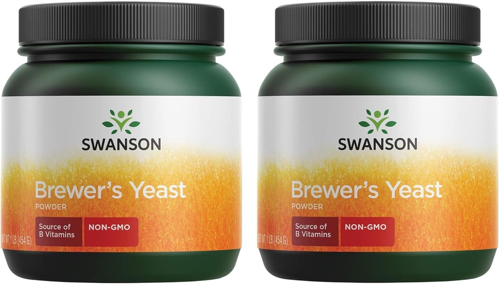 Swanson 100% Pure Brewer's Yeast Toz GMO-Free 1 lb (454 g) Pwdr (2 Pack)