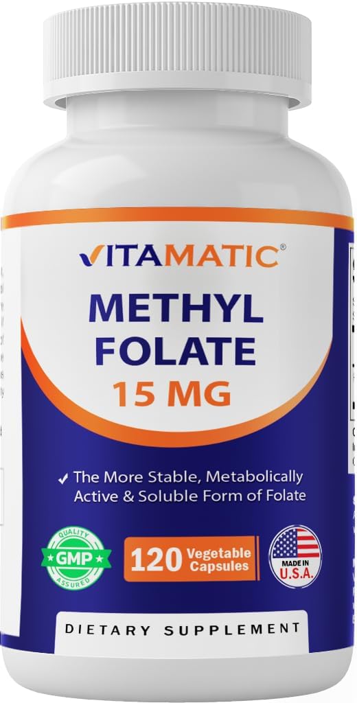 Vitamatic Metil Folate 15 mg – 120 Sebze Kapsülleri Daha İyi ve Aktif Yüksek Potency – Metabolically Active Folate